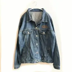 刺繍入り デニムジャケット Gジャン 古着風 オーバーサイズ