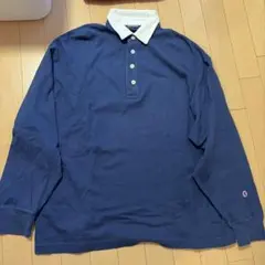 Champion ネイビー 長袖ポロTシャツ M