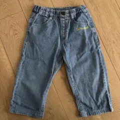 子ども　110cm デニム長ズボン　ウエストゴム　短めパンツ
