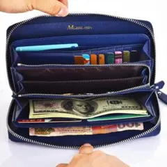 【本革風合い】長財布 メンズ レディース RFIDスキミング防止機能付 大容量