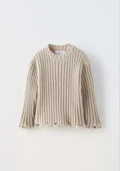 ZARA 新品 ダメージ加工 リブ編み プルオーバー ニット 164cm