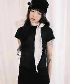 FRAGFARM 桜刺繍シフォンスカーフ ホワイト