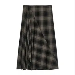 ZARA チェック柄ミディ丈スカート　XS アシメ　アシンメトリー