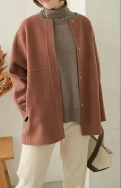 ウールノーカラーミドルコート／アーバンリサーチ ドアーズ