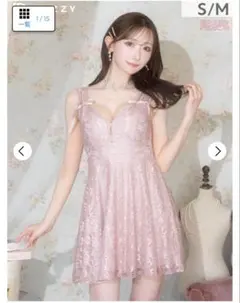 dazzy オールフラワーレースジップリボンノースリーブAラインミニドレス