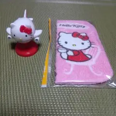 ハローキティ 飛行機フィギュア ミニタオル 2点セット