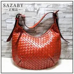 【美品】SAZABY レザーイントレチャートワンショルダーバッグ肩掛けブラウンのサムネイル