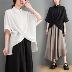 大きいサイズ レディース 春 夏 トップス　シャツ　新品 秋 イレギュラーh3