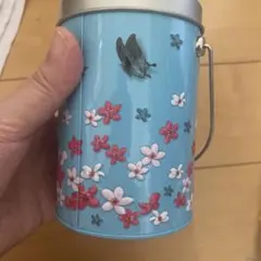 KALDI 空き缶 パイナップル風クッキー缶 ブルー