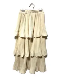 フレアスカート フリルスカート　ロングスカート　ウエストゴム　ティアードスカート