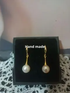 ❨L-9❩ 本真珠アコヤ 14 kgf 揺れるフックピアス