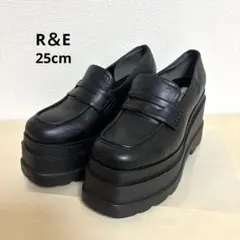 美品 R&E トリプルソール スクエアトゥ 厚底 コイン ローファーのサムネイル