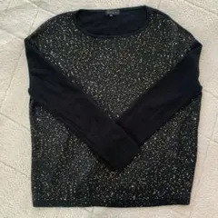 MOGA ラメ入り黒長袖ニットセーター サイズ2