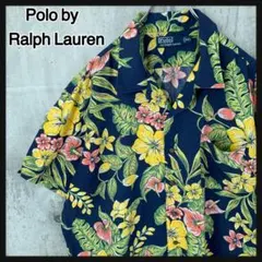 507【希少2XL】ポロバイラルフローレン☆開襟 アロハシャツ 総柄