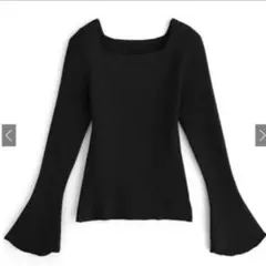 最終値下げ‼︎ブラック スクエアネックフレアスリーブ ニットトップス