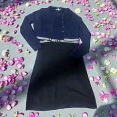 ポールカ　レディースニットワンピースとカーディガンのアンサンブル