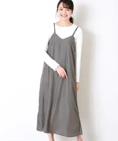 ドット柄ロングキャミワンピース