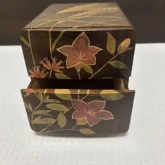 アンティーク風 木製小物入れ 上下2つ引き出し付き 花柄デザイン昭和レトロ置物