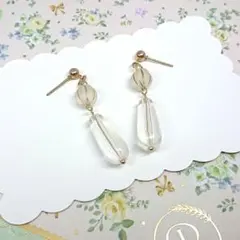 No.718☆チェコドロップ（クリア） ピアス イヤリング マスクチャーム