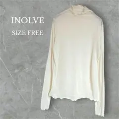 イノルヴ　トップス　シアー　ハイネック　長袖　シンプル　綺麗め　薄手　クリーム