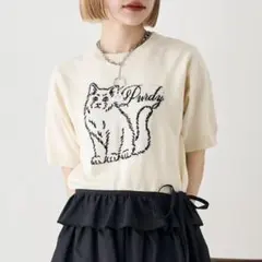 w closet CATジャガード半袖ニット Tシャツ カットソーのサムネイル