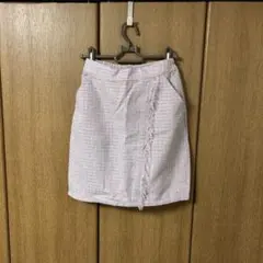 GRL フリンジツイード台形スカート ラベンダー