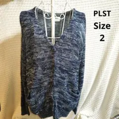 【人気☆PLST】ネイビー　ミックス　カーディガン　オシャレ　サイズ2