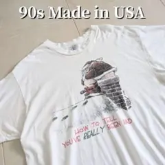 90s　USA製 ボロ　ヴィンテージ　ブラックアート　スラング　サンタ　Tシャツ