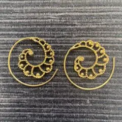 真鍮フラクタル・スパイラル　ピアス　#206