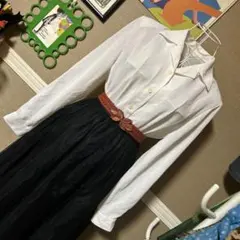 レトロ古着 MAKELET オープンカラー 長袖ブラウス ヴィンテージ 古着 白