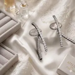 痛くなりにくい！シルバー大人上品クリップイヤリング華奢×高見えデザイン結婚式