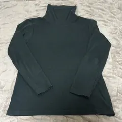 ユニクロ　グリーン　ヒートテック　フリース　タートルネックT　長袖