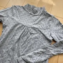 グレー ドット柄 長袖カットソー