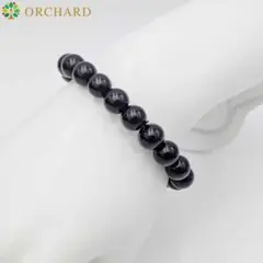 天然石/ラバー製サイズフリー/ブラックオニキスブレスレット/内径17cm