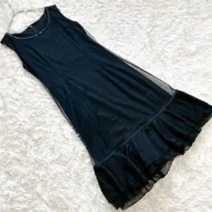 『アーヴェヴェ』 （38） ロングワンピース ノースリーブ フレア ビーズ付