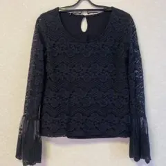 【美品】レース ブラック 長袖 トップス　ナイスクラップ