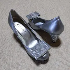DIANA　シルバー　リボン　グリッター　パンプス　24cm