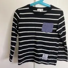 3can4on 長袖カットソー 120 黒白ストライプ