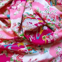 №150　古布　ハギレ　*正絹　錦紗縮緬　はぎれ*　32×270cm