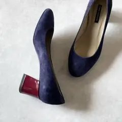 極美品　ファビオルスコーニ　バイカラー　チャンキーヒール　パンプス　36