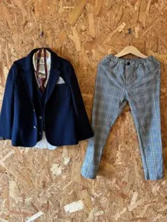 卒園式 入学式 男の子120cm セットアップ+ベストシャツネクタイ靴 スーツ