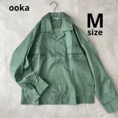 《美品》おしゃれ 作業服 ミリタリーテイスト ジャケット カーキ フルジップ Mのサムネイル