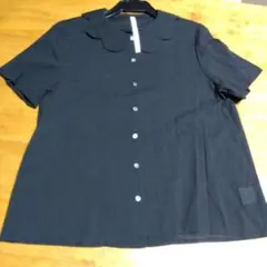 【fig London 】 襟付き 半袖ブラウス フリーサイズ　黒のサムネイル