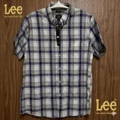 【新品タグ付き】Lee 半袖 チェックシャツ L ブルーグレー系 ストレッチのサムネイル