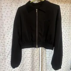 ブラック クロップドジャケット FREE THINKER