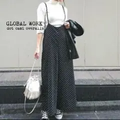GLOBAL WORK ドットキャミワイドサロペットパンツ 美品