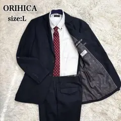 ORIHICA セットアップスーツ L ウォッシャブル 洗濯 ストレッチ 紺