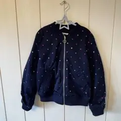 H&M キッズ　ハート柄　コート　ジャケット ネイビー　 140