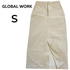 GLOBAL WORK タイトスカート ロング丈 前スリット コーデュロイ S