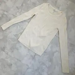 UNIQLO ユニクロ ロンT 長袖 ホワイト M カシミヤ 混 綿 コットン